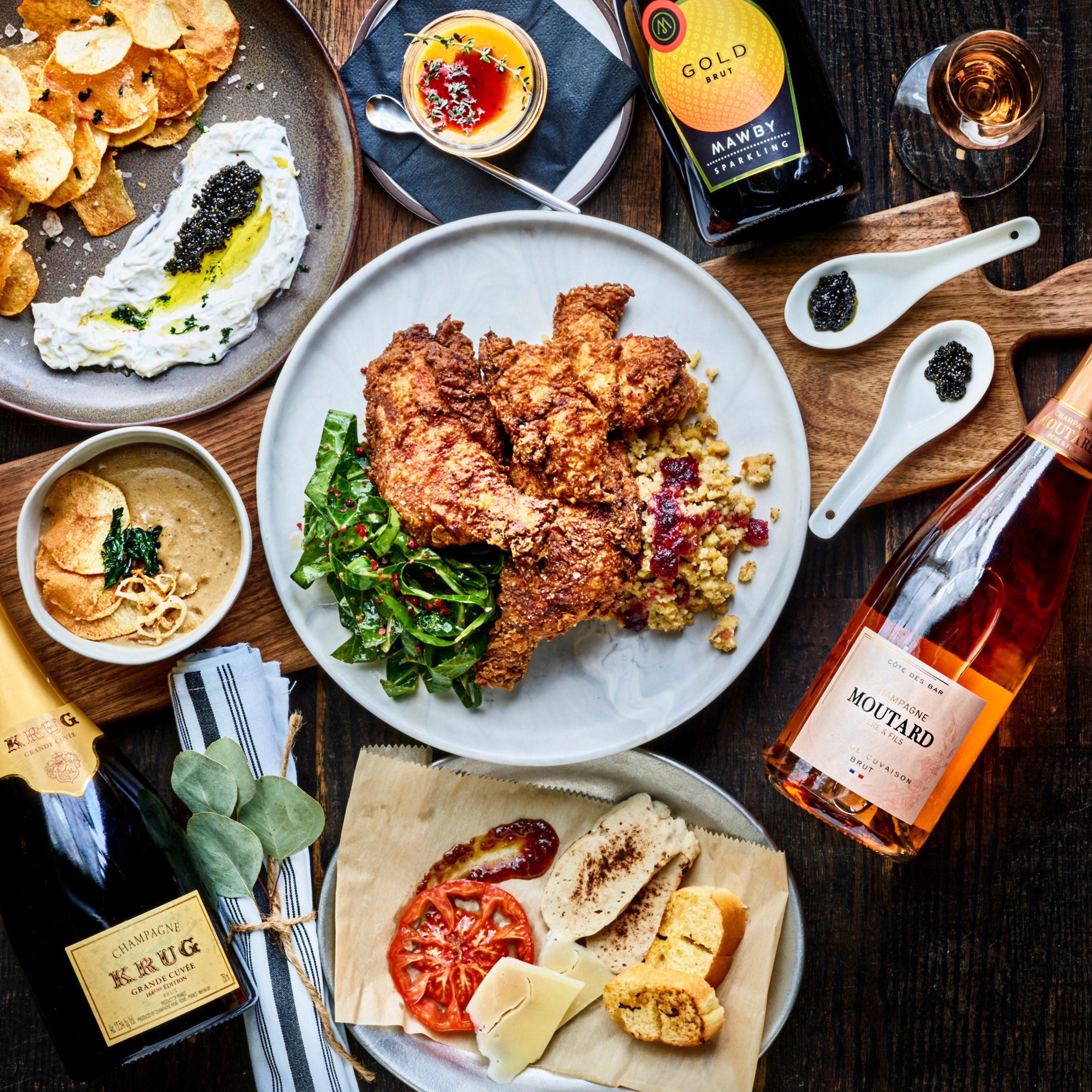 FRIED CHICKEN and CAVIER